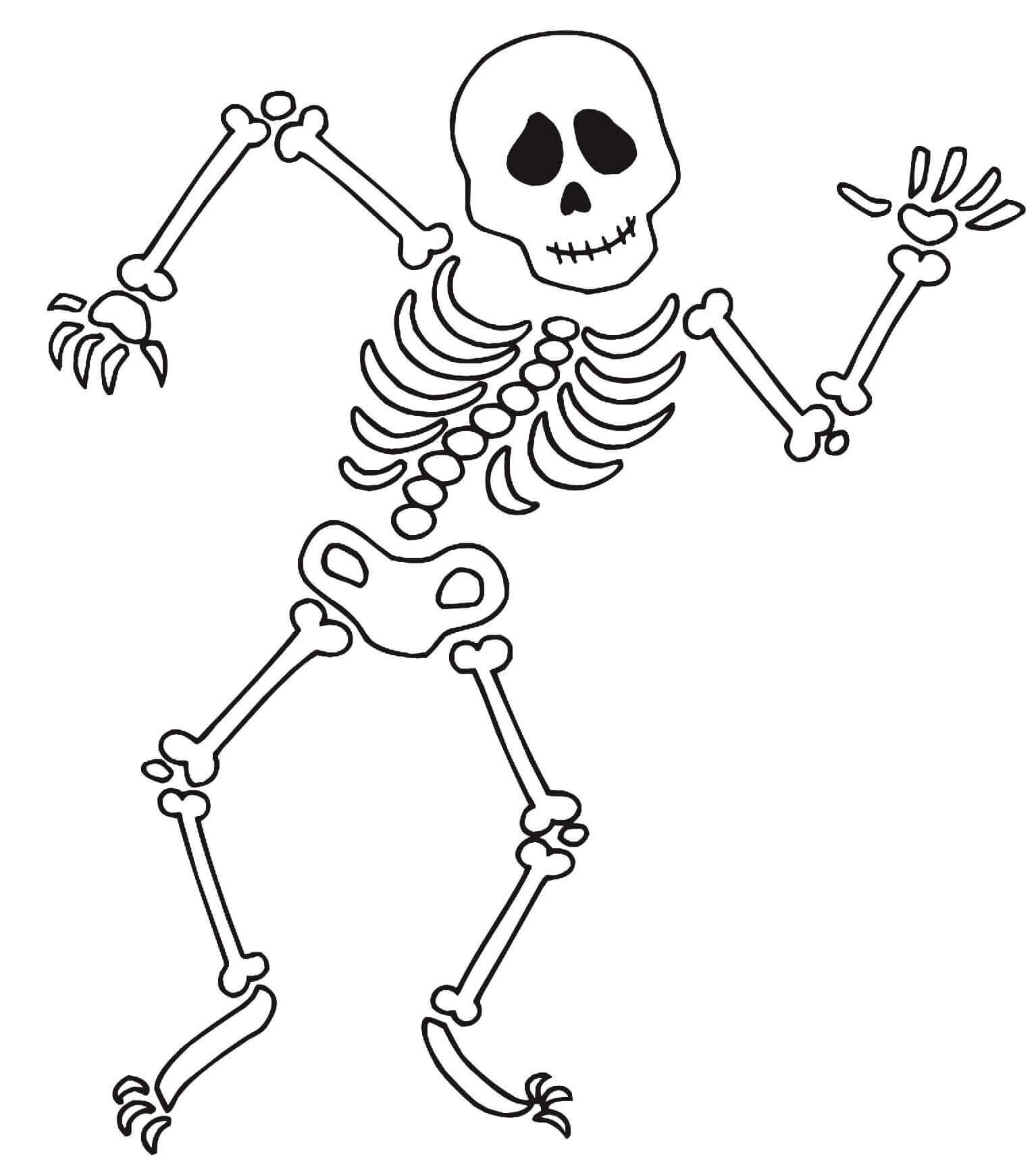 Coloriage Squelette Dansant A Halloween - Squelette à imprimer